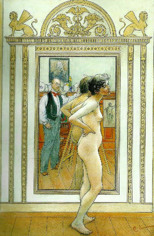 Carl Larsson framfor spegeln Sweden oil painting art